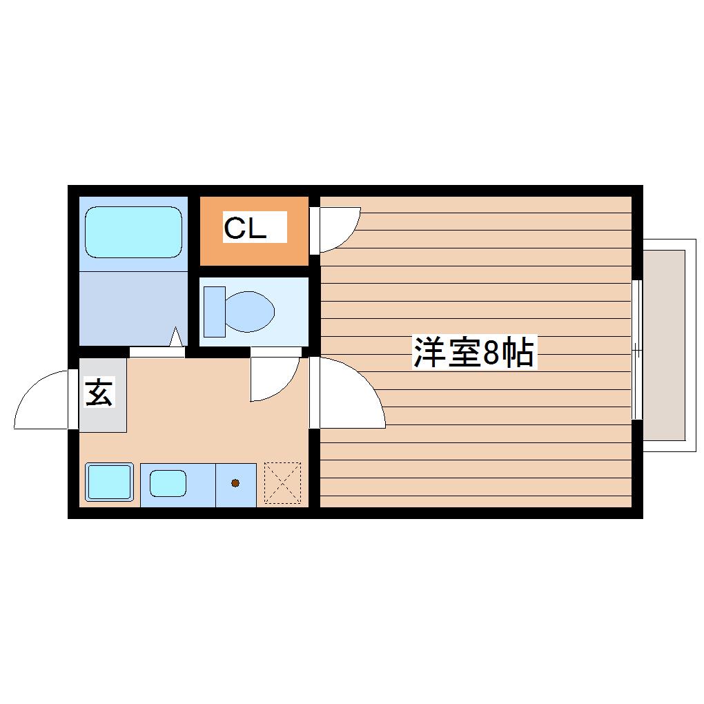 ロイヤルビレッジ西多賀II(1K/1階)の間取り写真