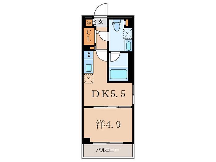 コンフォリア上目黒(1DK/4階)の間取り写真