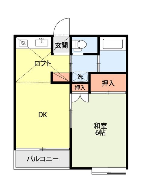 アルビヨン下大口(1DK/1階)の間取り写真