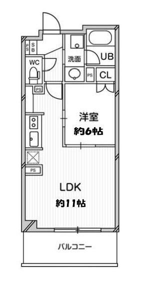 ドゥーエ大宮(1LDK/9階)の間取り写真