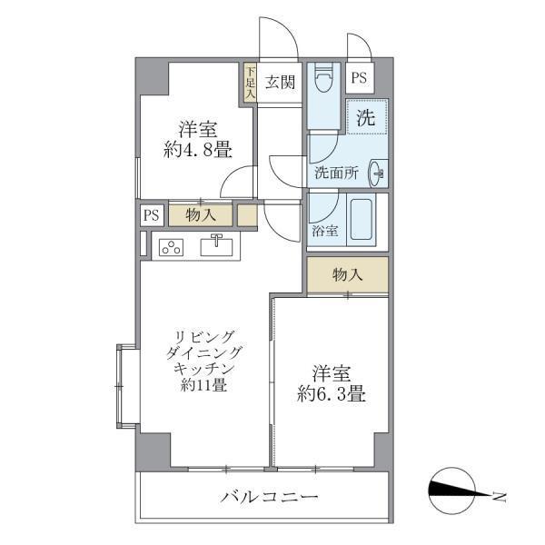 グリーンヒル平和島(2LDK/7階)の間取り写真