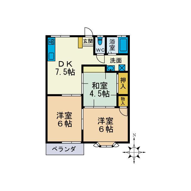 サクラヒルズA(3DK/2階)の間取り写真