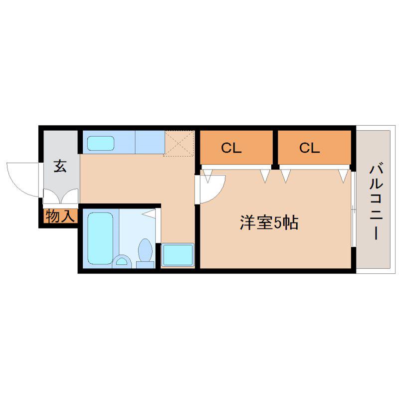 ヴィラージュ塚口(1K/2階)の間取り写真