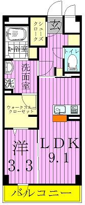 サンクレージュII(1LDK/3階)の間取り写真