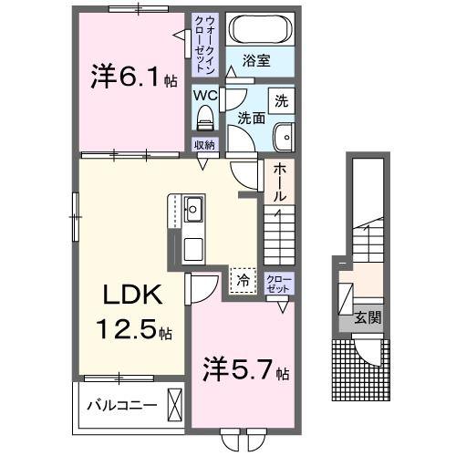 ヒカルサ富津II(2LDK/2階)の間取り写真