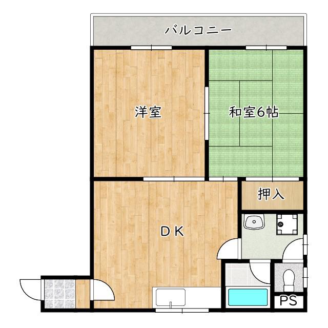 カステルヌォーボ(2LDK/1階)の間取り写真