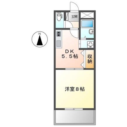 ラフィーヌ上野田(1DK/2階)の間取り写真