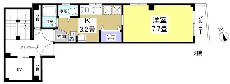 遠州鉄道 遠州病院駅 徒歩4分 5階建 築23年(1K/3階)の間取り写真