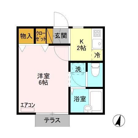 レクエール(1K/1階)の間取り写真