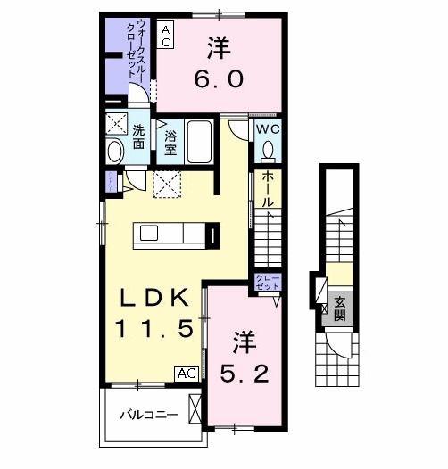 スクエア須賀II(2LDK/2階)の間取り写真