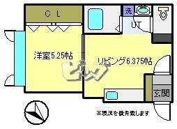 ウイング朝日(1DK/1階)の間取り写真