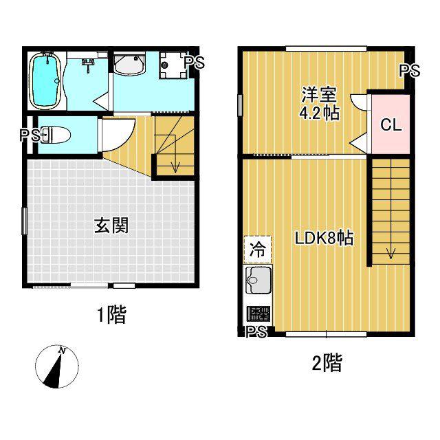 オークブラン祐天寺(1LDK/1階)の間取り写真