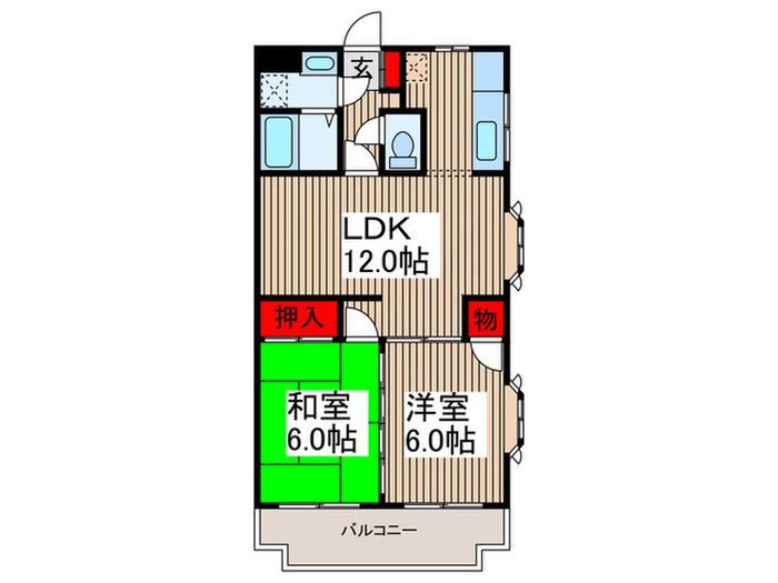 グリーンハイツ8(2LDK/2階)の間取り写真