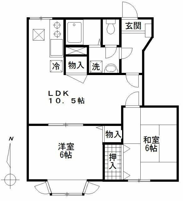 メゾンドファミーユII(2LDK/1階)の間取り写真