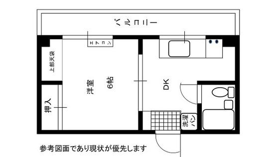 ＪＲ可部線 安芸長束駅 徒歩8分 3階建 築45年(1K/2階)の間取り写真