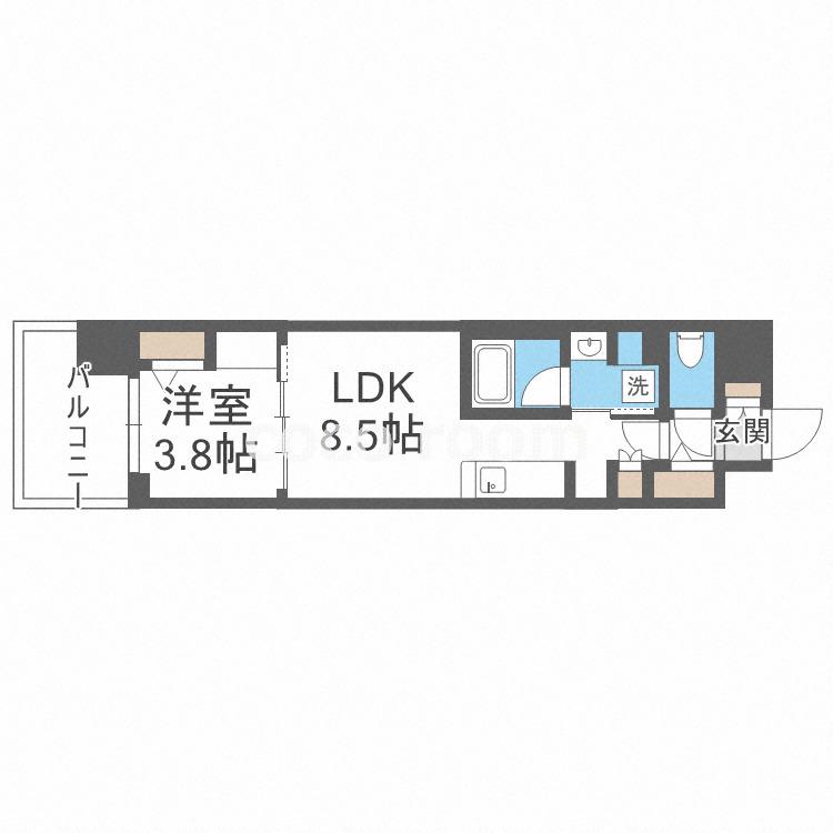 アーバネックス心斎橋イースト(1LDK/3階)の間取り写真