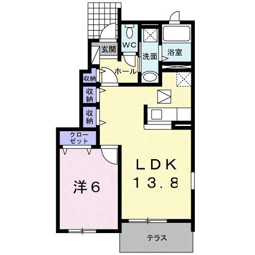 アルバーダIII(1LDK/1階)の間取り写真