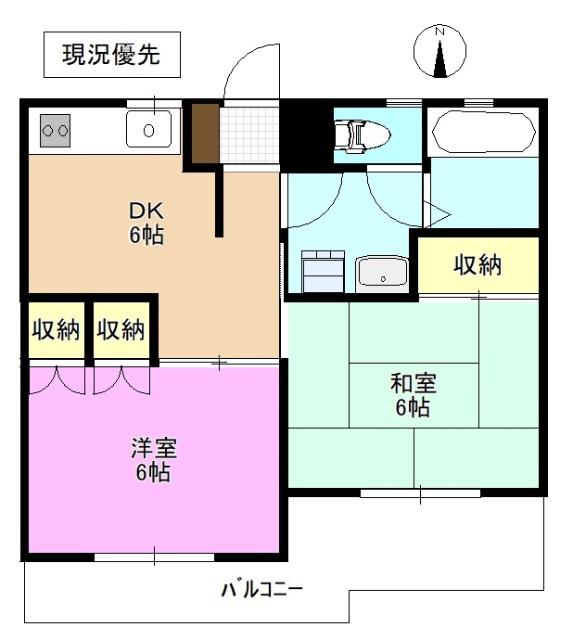 アシスト長野マンション5 I号棟(2DK/1階)の間取り写真