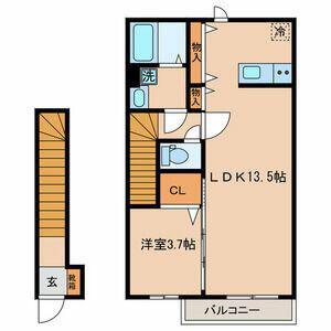 ローズコート新江古田(1LDK/2階)の間取り写真