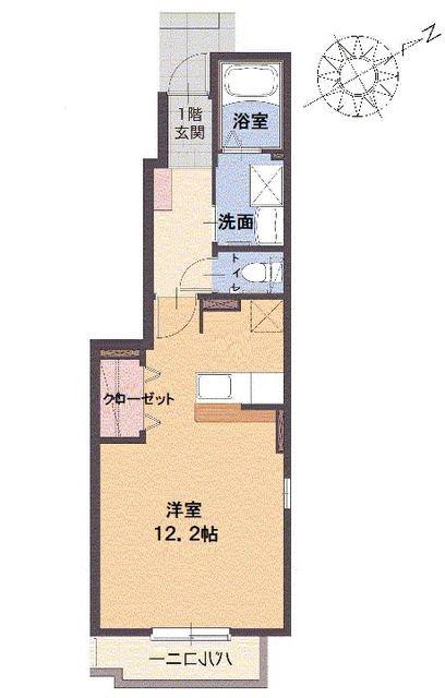 プライジアノブ(1K/1階)の間取り写真
