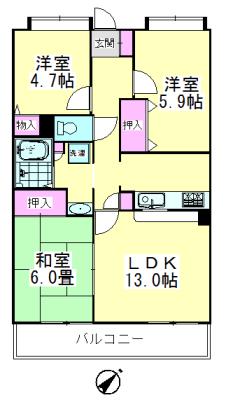 レジデンス花樹(3LDK/1階)の間取り写真