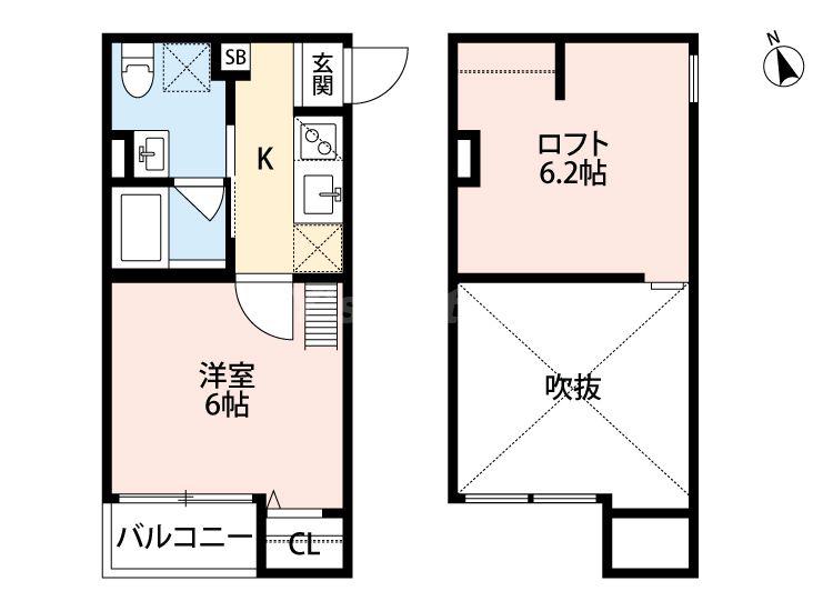 プラムハウス(1K/1階)の間取り写真