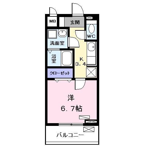 コンフォート・テラス (1K/2階)の間取り写真