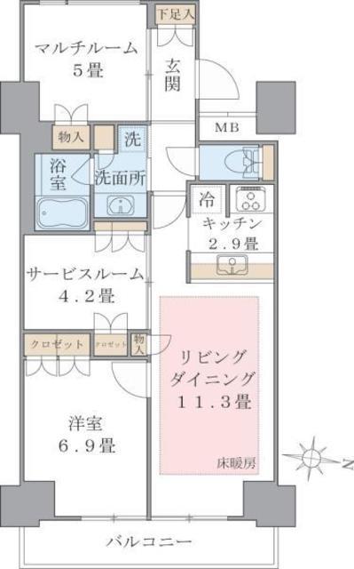 BRILLIA IST 東雲キャナルコート(2SLDK/6階)の間取り写真