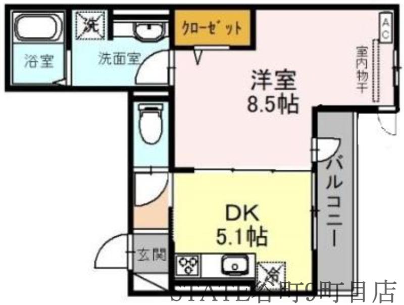 ユニヴェール(1DK/2階)の間取り写真