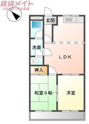 イーストバレー(2LDK/1階)の間取り写真