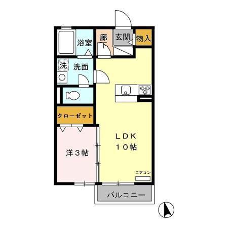 エルコーポ B(1LDK/2階)の間取り写真