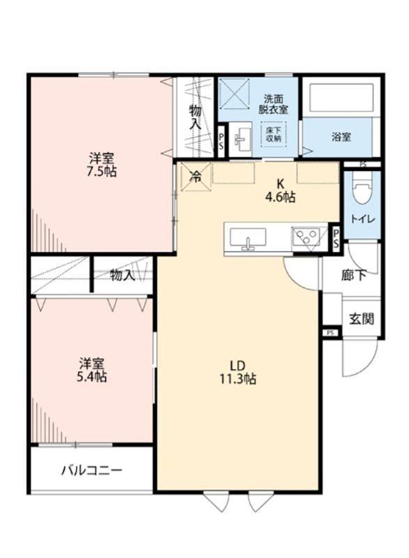 グローリオ伊勢(2LDK/2階)の間取り写真