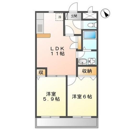 エンコウ(2LDK/1階)の間取り写真