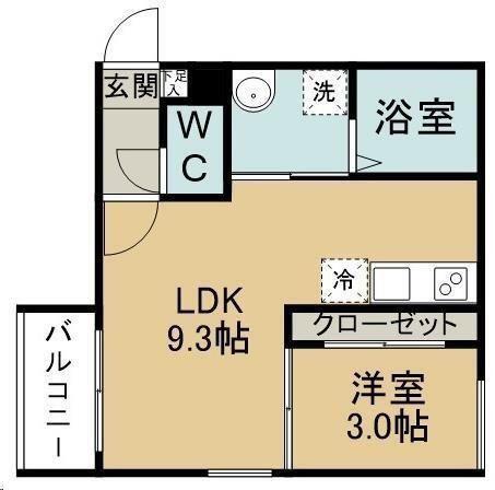 REGALEST連坊(1LDK/1階)の間取り写真
