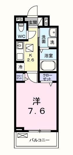 メイプルテラス みずほ(1K/1階)の間取り写真