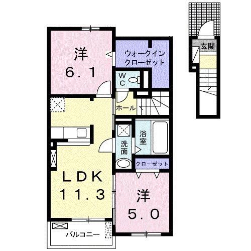 ファミーユIII(2LDK/2階)の間取り写真
