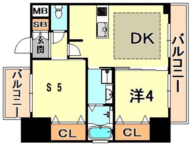 エステムプラザ神戸三宮ルクシア(1SDK/5階)の間取り写真