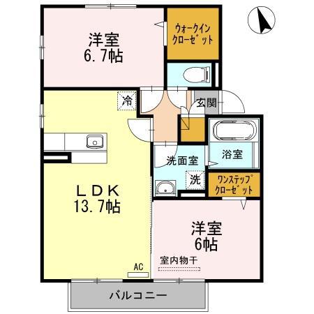シャルマンⅠ(2LDK/2階)の間取り写真
