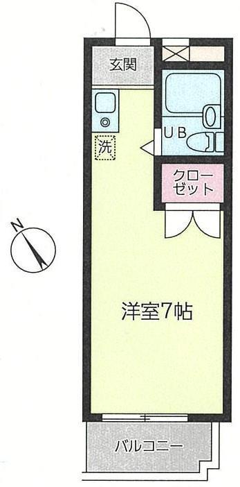 コスモヒルズ東渕野辺(ワンルーム/1階)の間取り写真