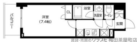アーバネックス大阪城ウエスト(1K/12階)の間取り写真