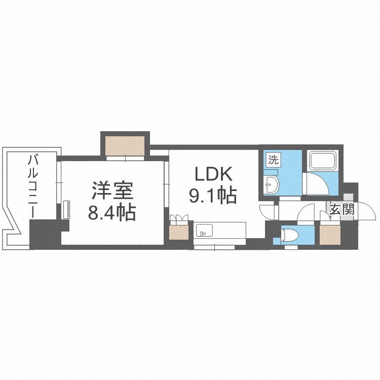 マスターズレジデンス道頓堀II(1LDK/8階)の間取り写真