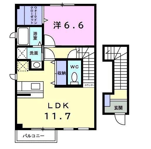 グラン ポワール(1LDK/2階)の間取り写真