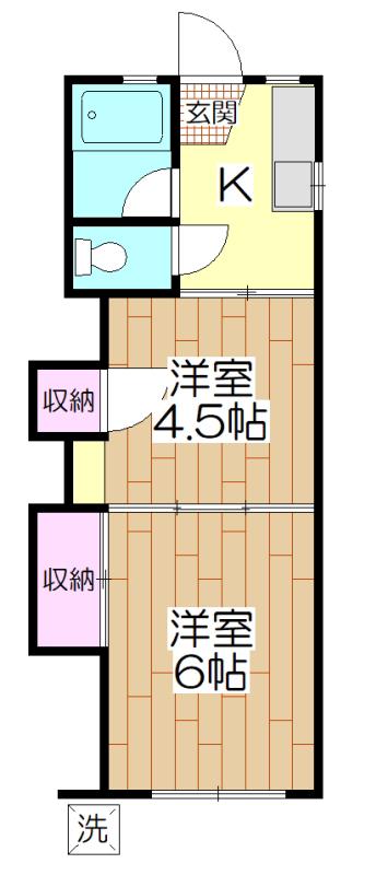 アキバコーポ(2K/1階)の間取り写真