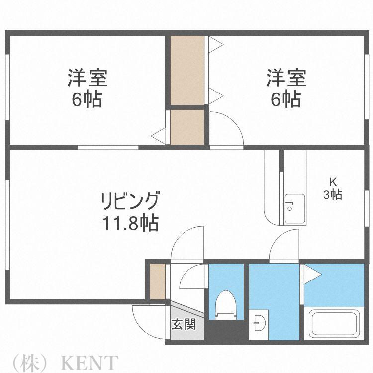 タケエイハイムIII(2LDK/2階)の間取り写真