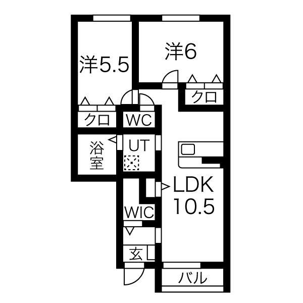 MODERATO(2LDK/1階)の間取り写真