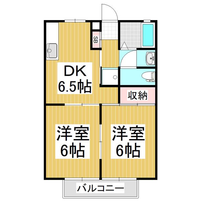 ピコハウス(2DK/2階)の間取り写真