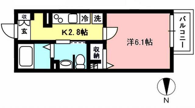 グランデ中野島(1K/2階)の間取り写真