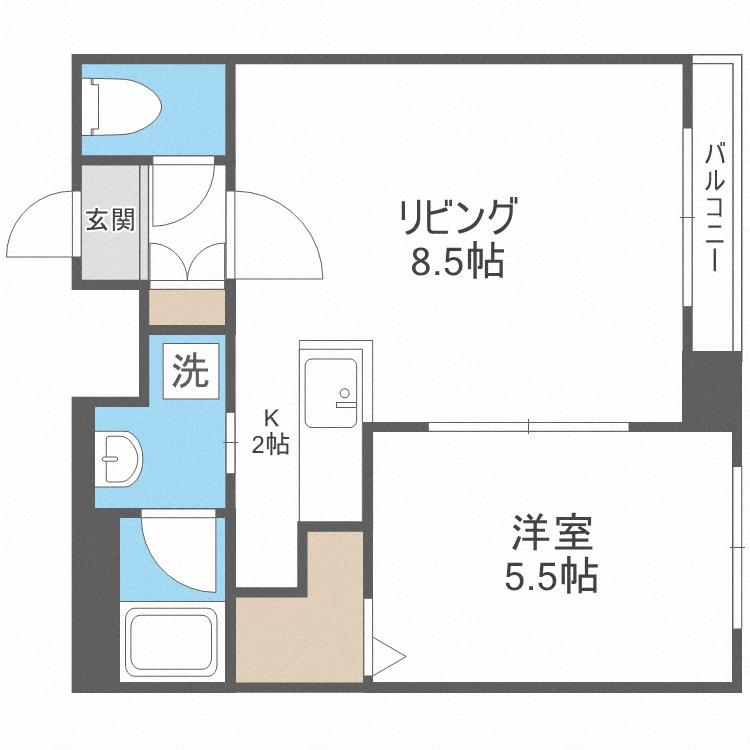 ノヴァ発寒南(1LDK/5階)の間取り写真