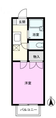 サマックスレインボー(1K/1階)の間取り写真