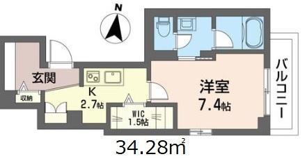 プランドール(1K/1階)の間取り写真